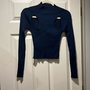 Navy Blue Cut-Out Longsleeve
